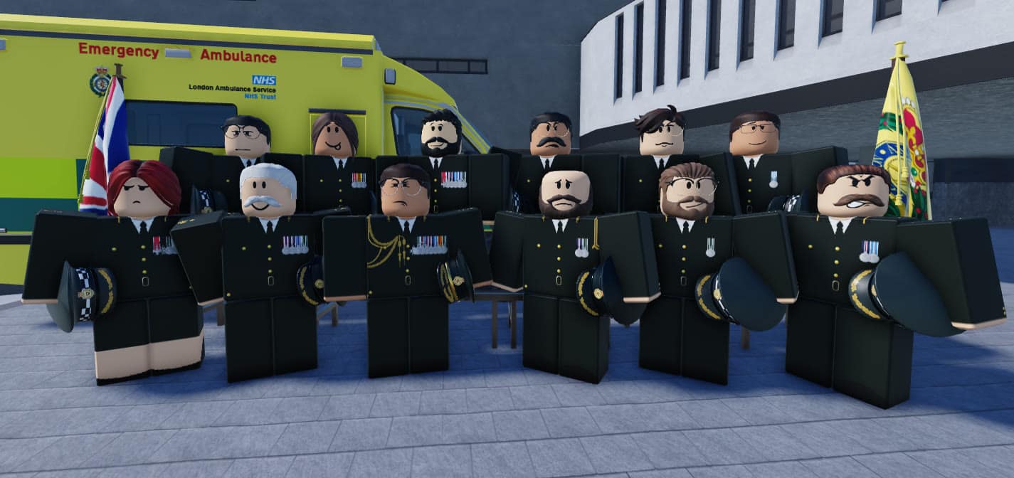 The leadership team of the London Ambulance Service in dress uniform